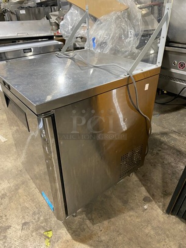 Turbo Air Commercial Single Door Lowboy/ Worktop Freezer! With Plexi Glass! All Stainless Steel! On Legs! MEASUREMENTS WITH OUT PLEXI GLASS! Model: MUF28 SN: MU2F808106 - Image 3 of 6