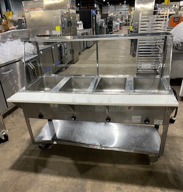 Supremetal 4 Well Electric Steam Table! With Sneeze Guard And Commercial Cutting Board! On Casters! - Image 4 of 11