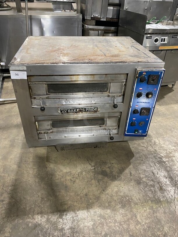 x2) Bakers Pride Commercial Electric Powered Double Deck Pizza Oven! All Stainless Steel! 2x Your Bid Makes One Unit! Model: EP22828 SN: 580631701003 208V 60HZ 3 Phase - Item #1102249