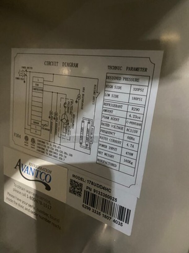 Avantco Commercial Refrigerated Kegerator! With 3 Door Storage Space Underneath! Model: 178UDD4HC SN: 6299333518074035 115V - Image 7 of 9