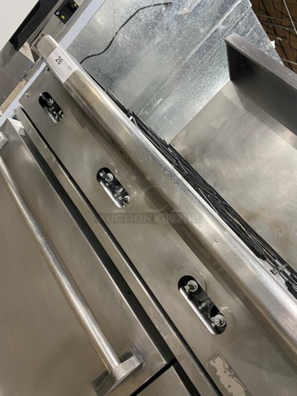 Wolf Commercial Natural Gas Powered 6 Burner Stove! With Raised Back Splash And Salamander Shelf! With Oven Underneath! All Stainless Steel! On Legs! - Image 8 of 10