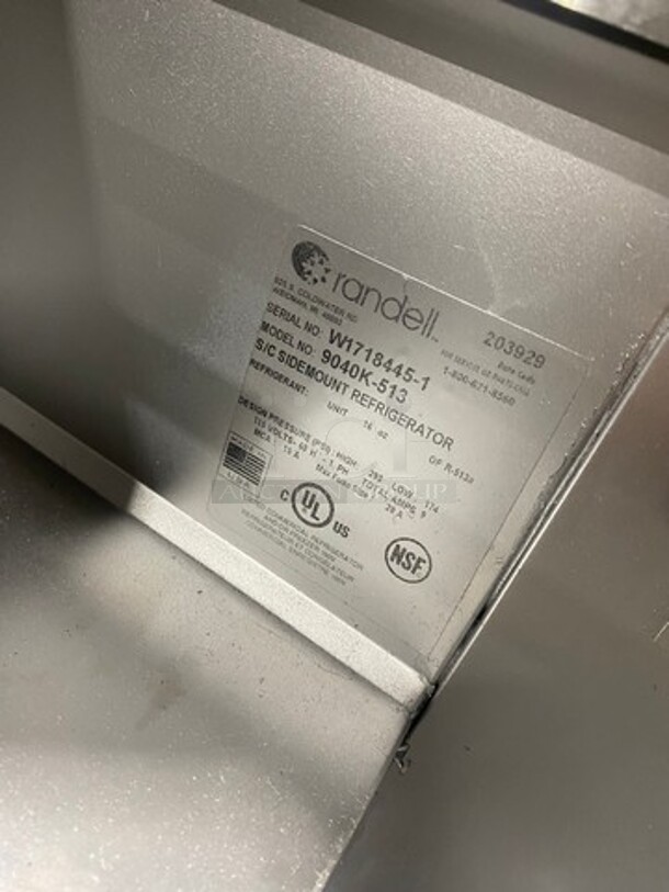 RANDELL 2 Door Refrigerator Sandwich/Salad Prep Cooler! Stainless Steel! On Casters! Model 9040K-513 Serial W1718445-1 115V/60Hz/1 Phase  - Image 6 of 8