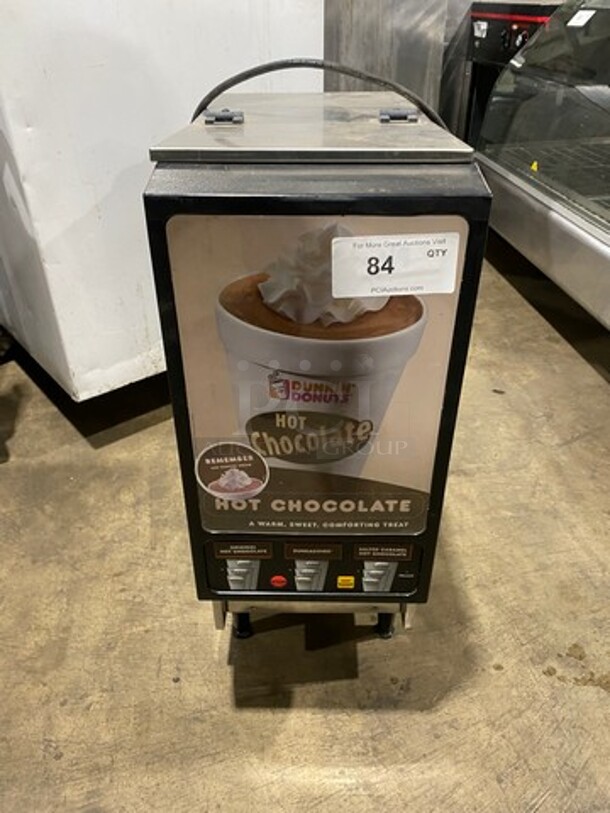 NICE! Bunn Commercial Countertop Hot Chocolate/ Hot Beverage Dispenser! All Stainless Steel! On Legs! Dunkin Donuts Edition! Model: FMDDBC3 SN: FMD0078333 120/240V 60HZ 1 Phase