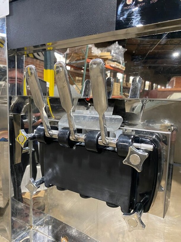 FAB! Elvaria Model Stainless Steel Commercial Air Cooled 3 Flavor w/Twist Soft Serve Ice Cream/Yogurt Machine on Commercial Casters!  MODEL 515TW  220-240V  - Image 5 of 9