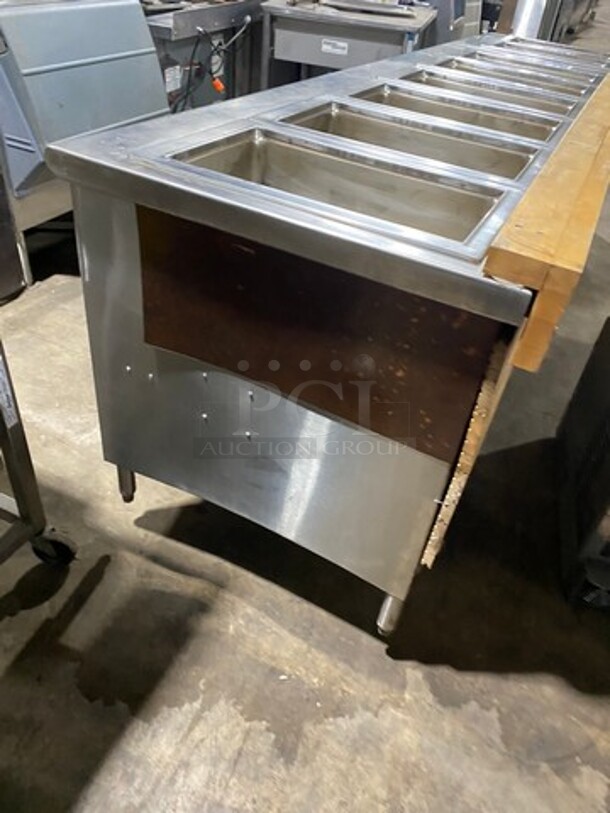 NICE! Wells Commercial Electric Powered 8 Well Steam Table! With Storage Space Underneath! All Stainless Steel With Wooden Outline! Model: HWSMP6D SN: BITTD1109A0164 208V 60HZ 1 Phase - Image 4 of 10