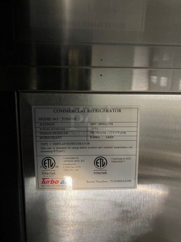 Turbo Air Commercial Refrigerated Open Grab-N-Go Case Merchandiser! With View Through Sides!  All Stainless Steel! MODEL TOM50B  SN:TOM5016Z100  120V  1PH - Image 6 of 9