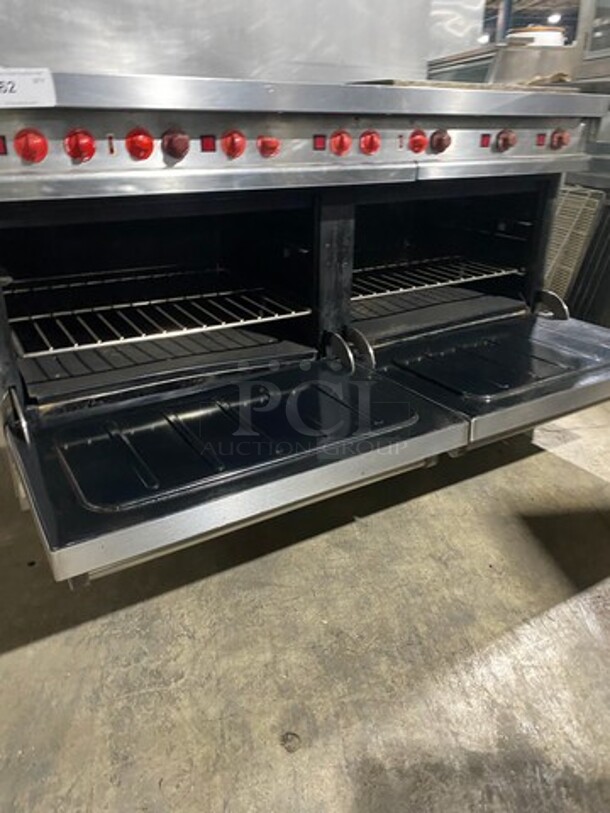 AMAZING! Vulcan Commercial Electric Powered French Top/ Hot Plate With Right Side Flat Griddle! With Raised Back Splash And Salamander Shelf! With 2 Oven Underneath! All Stainless Steel! On Casters! - Image 8 of 11