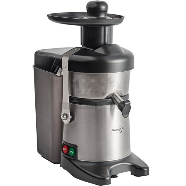BRAND NEW SCRATCH AND DENT! AvaMix JE700 Stainless Steel Commercial Countertop Continuous Feed High Power Juicer. 120 Volts, 1 Phase. Tested and Working!