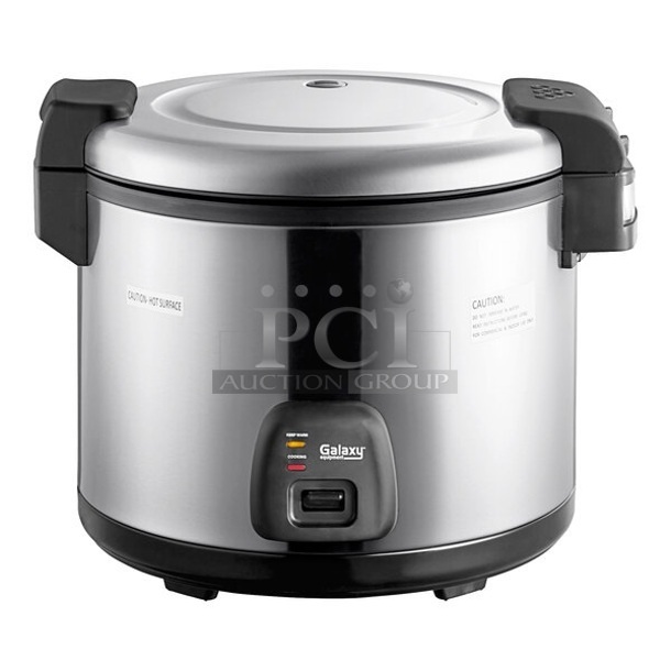 BRAND NEW SCRATCH AND DENT! Galaxy 177RCSG60 Stainless Steel 60 Cup (30 Cup Raw) Electric Rice Cooker / Warmer. 120 Volts, 1 Phase. Tested and Working! - Image 1 of 9