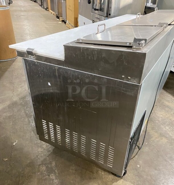 NICE! Kelvinator Commercial Refrigerated Pizza Prep Table! With Commercial Cutting Board! With 3 Door Storage Space Underneath! All Stainless Steel! On Casters! Model: KCHPT9212 SN:20720187 115V - Image 3 of 9