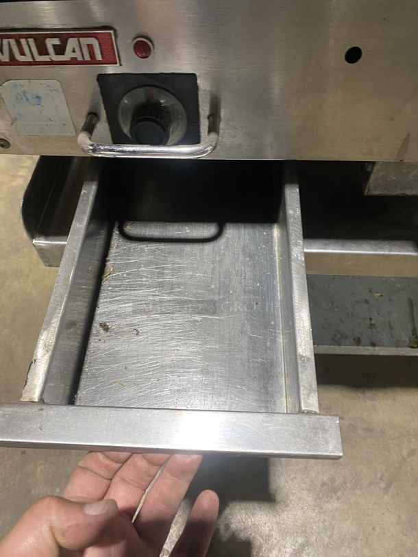 Nice!  Vulcan Natural Gas Powered Thermostatic Controlled Polished Top Flat Griddle!  On Equipment Stand! On Casters! Working when Removed! - Image 8 of 9