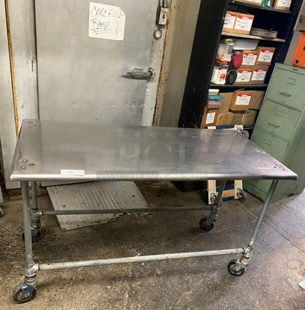 Stainless Steel Commercial Worktable With Shelf Underneath! On Casters!