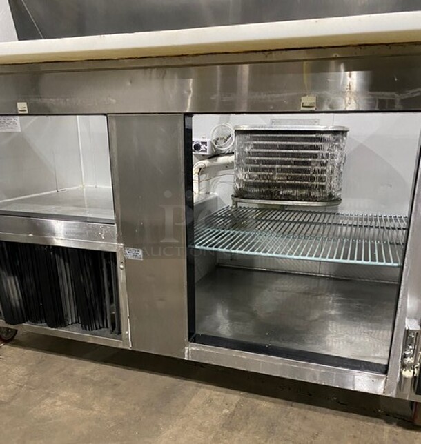 Leader Commercial Refrigerated Bain Marie Sandwich Prep Table! With 2 Door Underneath Storage Space! With Commercial Cutting Board! All Stainless Steel! On Casters! MODEL LM60SC SN:GZ08C1786 115V 1PH - Image 6 of 9