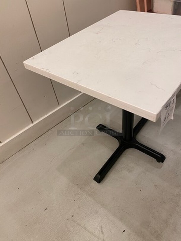 NICE! Marble Pattern Top Square Table! With Black Metal Base! 2x Your Bid! - Image 2 of 6