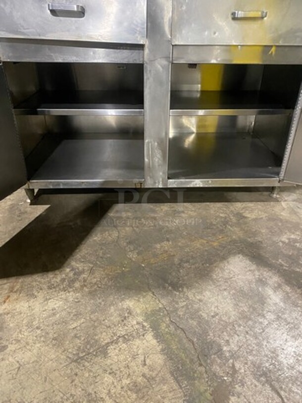 Solid Stainless-Steel Custom-Made Worktop/ Prep Table! With 2 Drawer And 2 Door Storage Space Underneath! On Legs! - Image 4 of 5