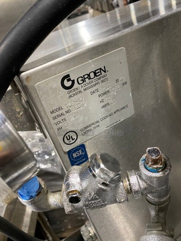 GREAT! Groen Commercial Electric Powered Tilting Soup Kettle! On Equipment Stand! All Stainless Steel! On Legs!  Model: TDB40 SN: 86389 & SN: 86387 208V 60HZ 3 Phase - Image 9 of 12