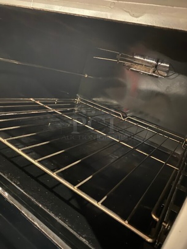 WOW! Southbend Commercial Natural Gas Powered 6 Burner Stove! With Raised Back Splash And Salamander Shelf! With Oven Underneath! All Stainless Steel! On Legs! Model: S36D SN: 14L05400 - Image 8 of 11