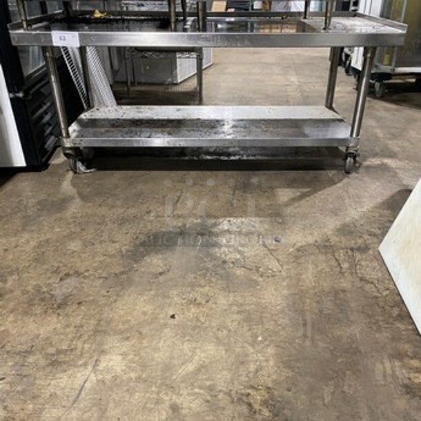 Solid Stainless Steel Equipment Stand! With Storage Space Underneath! On Casters! - Image 1 of 7