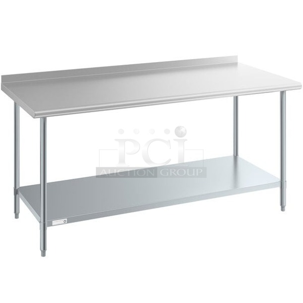 BRAND NEW SCRATCH & DENT!Steelton 30" x 72" 18 Gauge 430 Stainless Steel Work Table with Undershelf and 2" Rear Upturn. Minor damage to the packaging!! 3x Your Bid - Image 1 of 3