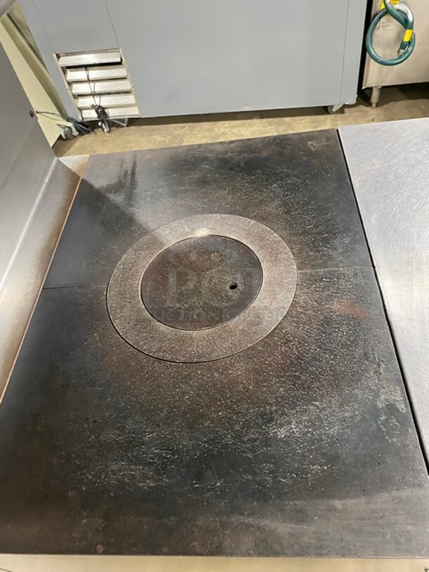 Vulcan Commercial French Top/ Hot Plate Stove! With Raised Back Splash With Double Overhead Shelf! With Oven Underneath! All Stainless Steel! On Legs! - Image 5 of 11