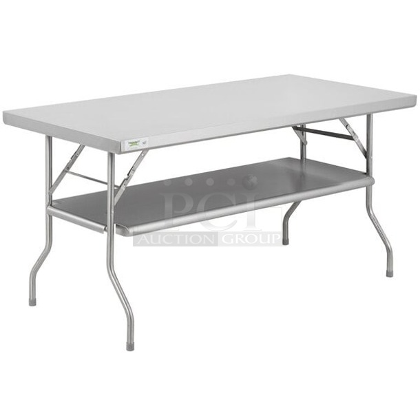 BRAND NEW SCRATCH & DENT! Regency 30" x 60" 18-Gauge Stainless Steel Folding Work Table with Removable Undershelf. IN THE BOXES. 2x Your Bid - Image 1 of 2