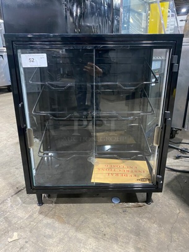Federal Industries Commercial Countertop Dry Case Merchandiser! With View Through Doors And Sides! With Racks! Model: SB28SS SN: 0702134216532 120V 60HZ 1 Phase