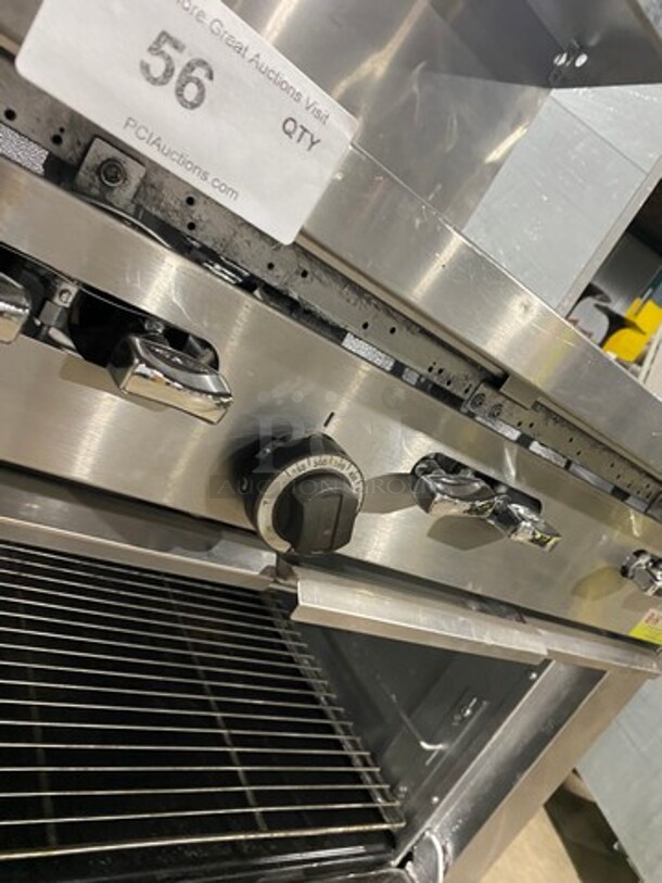 Sunfire Commercial Natural Gas Powered 6 Burner Stove! With Raised Back Splash And Salamander Shelf! With Oven Underneath! All Stainless Steel! On Casters! - Image 8 of 9