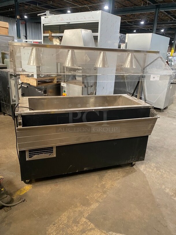 Vollrath Commercial Refrigerated Food Serving Station Counter/ Cold Pan! With Sneeze Guard! With Lowering Prep Line! Stainless Steel Body! On Casters! Model: R3871660 SN: B31500809205001 120V 60HZ 1 PH