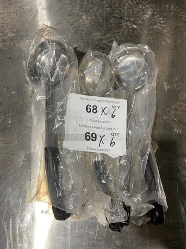 NEW! 6 OZ Serving Spoons! Stainless Steel With Poly Handle! 6x Your Bid! - Image 1 of 6