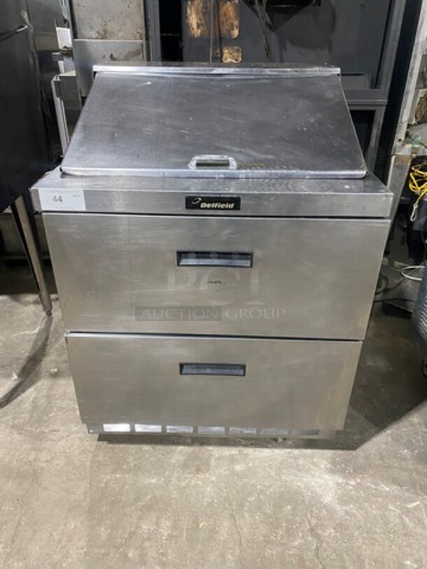 Delfield 2 Drawer Refrigerated Prep Table! On Commercial Casters!