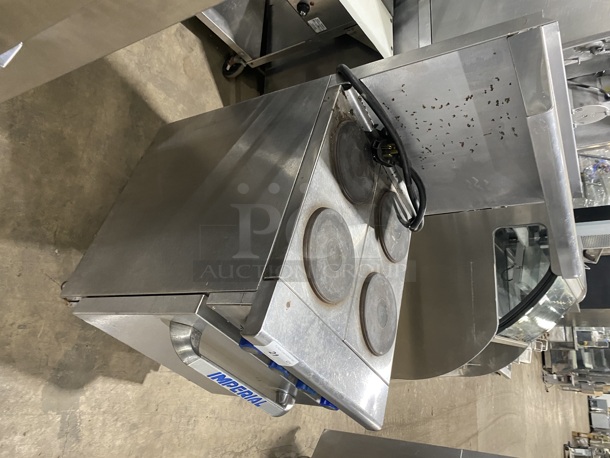 Sweet! Imperial Electric Powered 4 Burner Hot Plate Range w/ Oven and Raised Back Splash! Stainless Steel! On Legs!  - Image 2 of 7