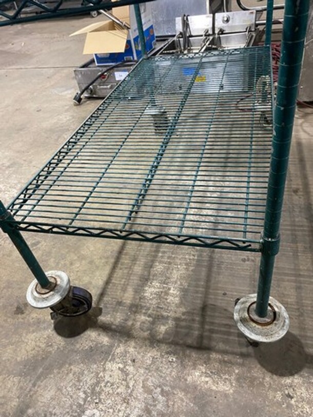 Metro Green Poly Coated 3 Tier Shelf! On Casters! BUYER MUST DISMANTLE! PCI CANNOT DISMANTLE FOR SHIPPING! PLEASE CONSIDER FREIGHT CHARGES! - Image 4 of 5