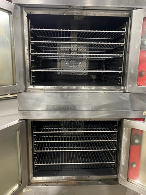 Vulcan Commercial Natural Gas Powered Double Deck Convection Oven! With View Through Doors! Metal Oven Racks! All Stainless Steel! On Casters! WORKING WHEN REMOVED!  2x Your Bid Makes One Unit! - Image 5 of 9