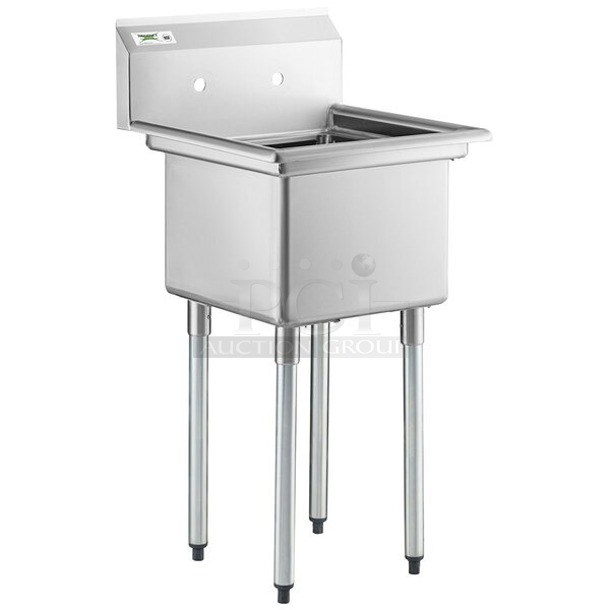 BRAND NEW SCRATCH & DENT! Regency 22" 16-Gauge Stainless Steel One Compartment Commercial Sink without Drainboard - 17" x 17" x 12" Bowl. With Legs and Faucet. 
 - Image 1 of 5