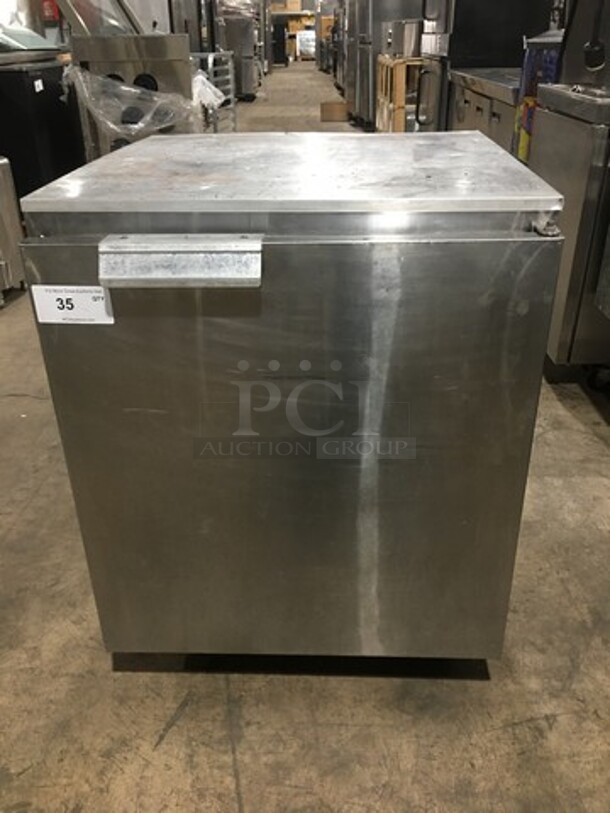 Delfield Commercial Single Door Lowboy/ Worktop Cooler! With Poly Coated Rack! All Stainless Steel! On Casters! Model: 406CA SN: 1602551 115V 60HZ 1 Phase