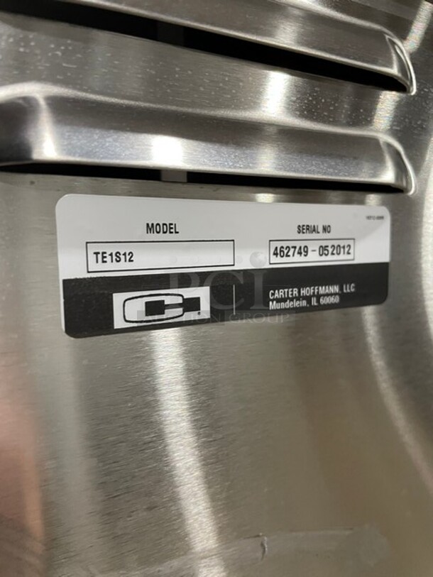Carter-Hoffmann Commercial Single Door Meal/Tray Transport Cart! With Built In Pan Racks! All Stainless Steel! On Casters! Model: TE1S12 SN: 462749-052012! - Image 6 of 6