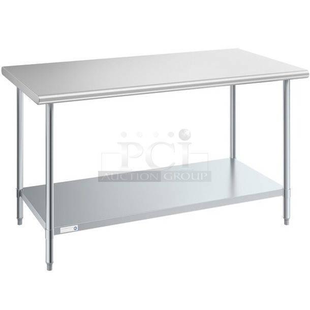 BRAND NEW SCRATCH AND DENT! Steelton 522ETSG3060 30" x 60" 18 Gauge 430 Stainless Steel Work Table with Undershelf. May Be Missing Pieces. - Image 1 of 3
