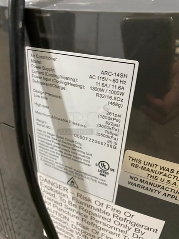 NEW! OUT OF THE BOX! SCRATCH-N-DENT! Whynter Dual Hose Portable Air Conditioner Dehumidifier Unit! 14,000 BTU! Model: ARC14SH 115V - Image 7 of 9