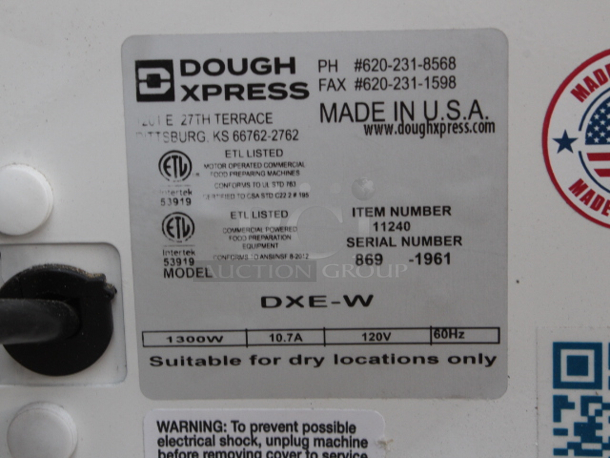 BRAND NEW SCRATCH & DENT! DoughXpress DXE-WH 18" Electromechanical Automatic Heavy Duty Pizza Dough Press - 120V, 1150W. S/N: 869-1961 - Image 7 of 7