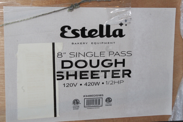 BRAND NEW WOOD CRATED! Estella EDS18S 18" Countertop One Stage Dough Sheeter - 120V, 1/2 HP. S/N: 901372-035 - Image 3 of 7