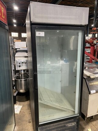 Beverage Air Commercial Single Door Reach In Cooler Merchandiser! With View Through Door! Poly Coated Racks! Model: M27 SN: 647699 115V 60HZ 1 Phase