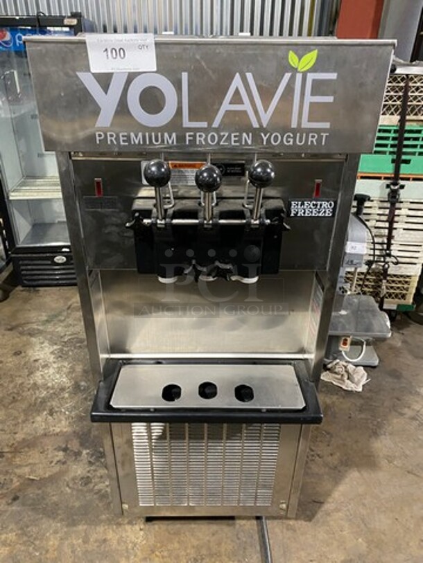 Electro Freeze 3 Handle Electric Powered Soft Serve Ice Cream/Yogurt Machine! All Stainless Steel Body! On Casters! Model: SL500132 SN: C2R1021 208/230V 60HZ 3 Phase - Image 1 of 10
