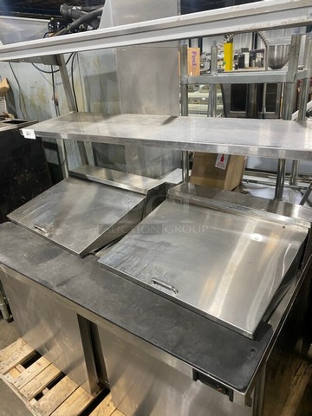Continental Commercial Refrigerated Sandwich Prep Table! With Double Over Head Shelf! With 2 Door Underneath Storage Space! All Stainless Steel! Model: SW6024M SN: 15713729 115V 60HZ 1 Phase - Image 11 of 11