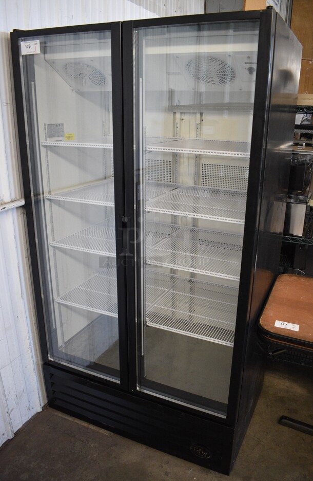 2020 IDW Model G-37-D-3-3-N-B-4 Metal Commercial 2 Door Reach In Cooler Merchandiser w/ Poly Coated Racks. 115 Volts, 1 Phase. 43.5x30.5x79. Tested and Working!