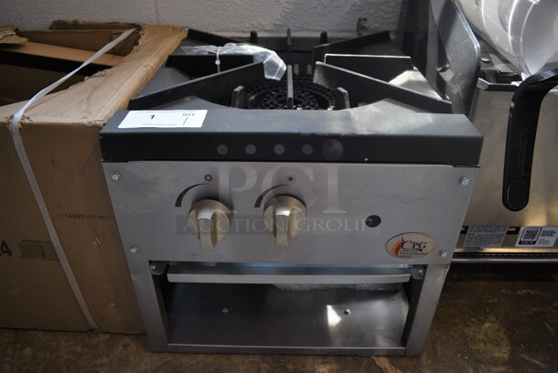 BRAND NEW! CPG Model 351CPGSP18N Stainless Steel Commercial Natural Gas Powered Single Burner Stock Pot Range. 80,000 BTU. 18x20x16