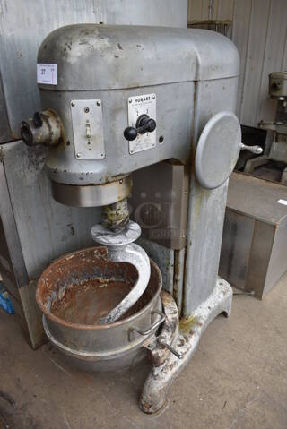 Hobart H-600 Metal Commercial Floor Style 60 Quart Planetary Dough Mixer w/ Metal Mixing Bowl. 208 Volts, 3 Phase. 24x39x56