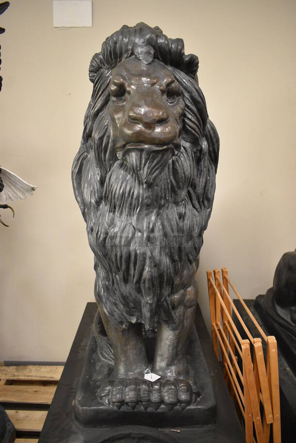 2 MAGNIFICENT Bronze Lion Statues w/ Cast Iron Glyphs Signed by A. Barye 1832. 2 Times Your Bid! - Image 5 of 7