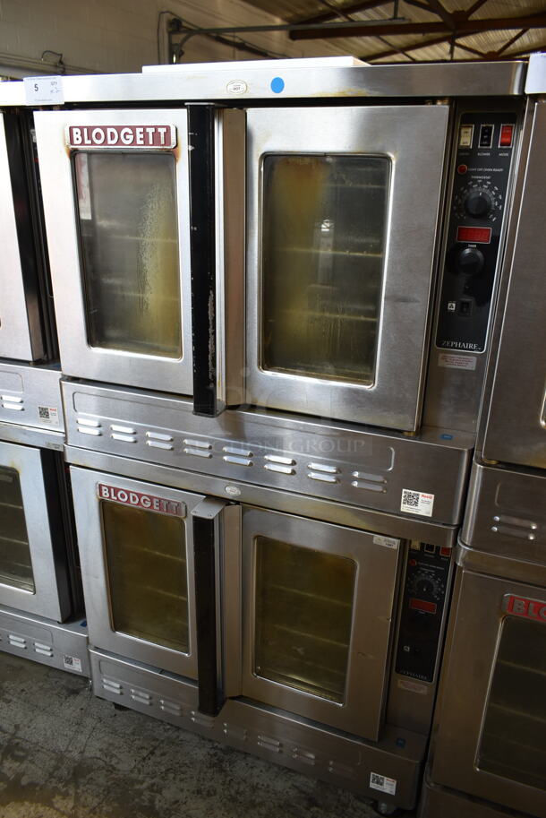 2 Blodgett Zephaire-200-G Stainless Steel Commercial Natural Gas Powered Full Size Convection Ovens w/ View Through Doors, Metal Oven Racks and Thermostatic Controls on Commercial Casters. 60,000 BTU. 2 Times Your Bid! - Image 1 of 9