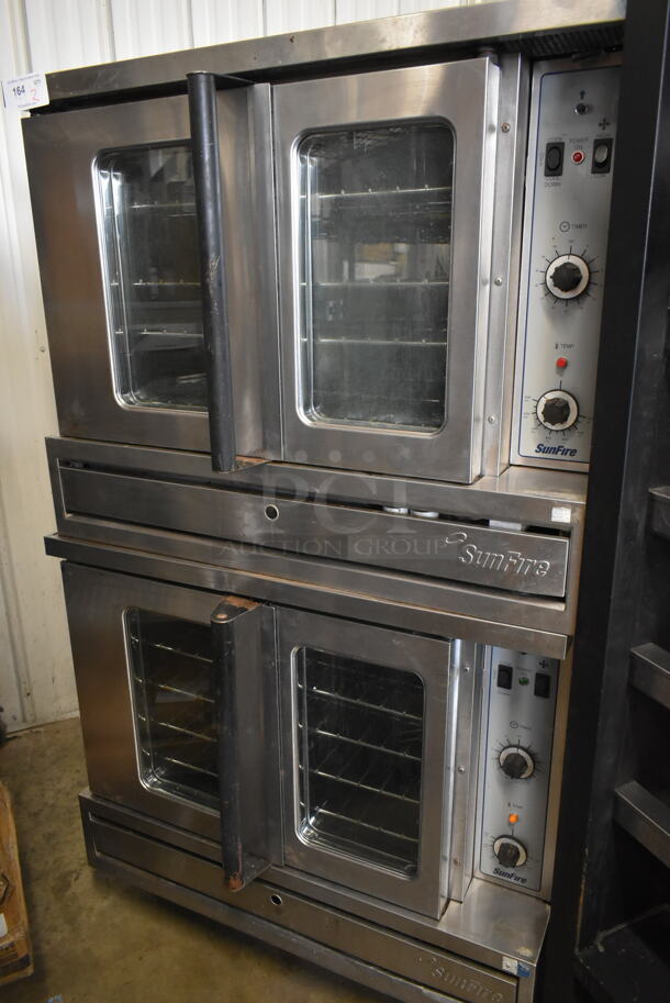 2 Garland SunFire SDG-1 Stainless Steel Commercial Natural Gas Powered Full Size Convection Oven w/ View Through Doors, Metal Oven Racks and Thermostatic Controls. 80,000 BTU. 2 Times Your Bid!