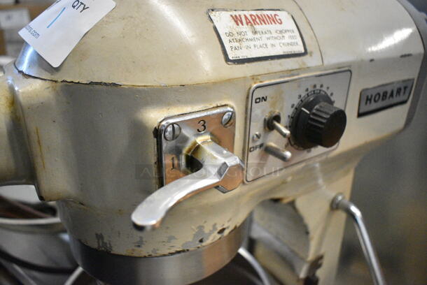 Hobart A-200-F Metal Commercial Floor Style 20 Quart Planetary Dough Mixer w/ 2 Metal Mixing Bowl, Bowl Guard, Dough Hook, Paddle and 2 Whisk Attachments. 115 Volts, 1 Phase. Tested and Working! - Image 3 of 6